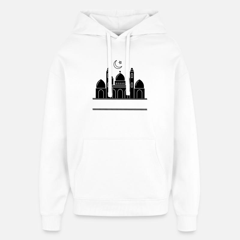 Moschee religiöses Bethaus mit Textleiste - Oversized Unisex Hoodie von Stanley/Stella - Weiß