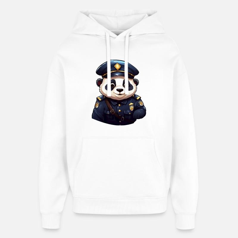 Policier panda - Sweat à capuche unisexe Stanley/Stella Oversized - blanc