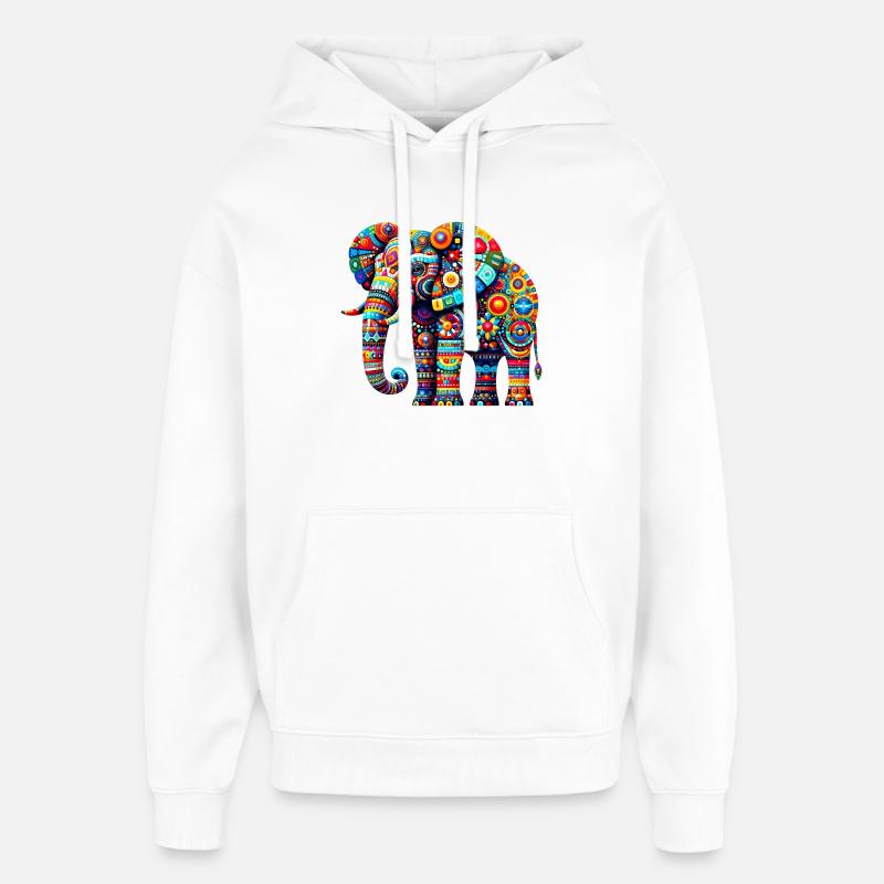 Éléphant - Sweat à capuche unisexe Stanley/Stella Oversized - blanc