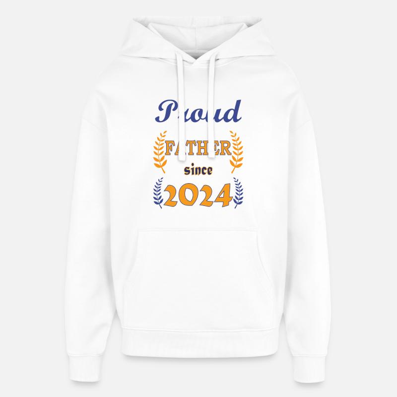 FIER PAPA DEPUIS 2024 - Sweat à capuche unisexe Stanley/Stella Oversized - blanc