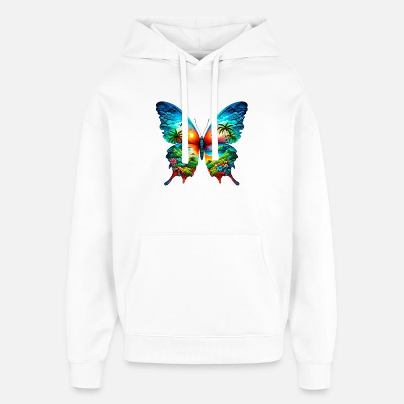 Papillon - Sweat à capuche unisexe Stanley/Stella Oversized - blanc