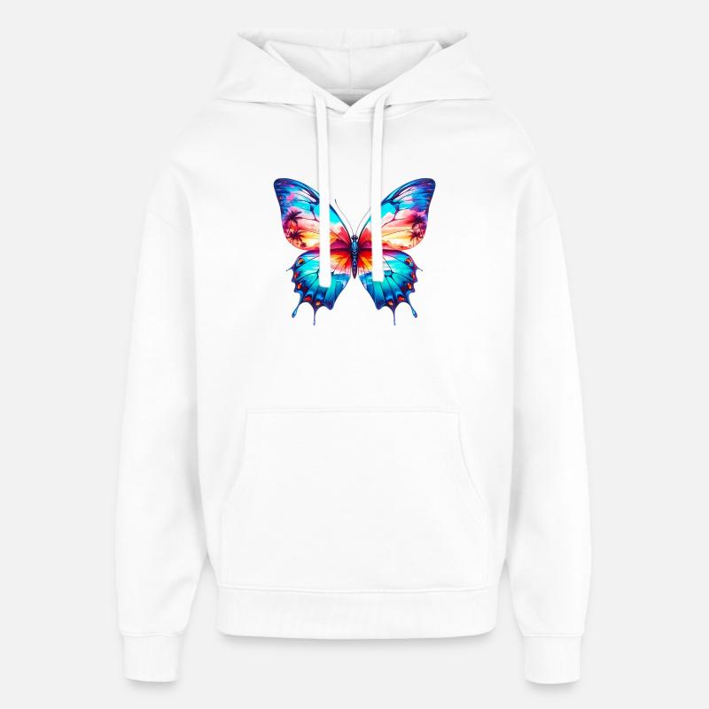 Papillon - Sweat à capuche unisexe Stanley/Stella Oversized - blanc