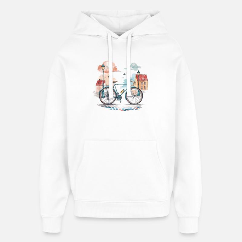 Aventure à vélo dans la ville - Sweat à capuche unisexe Stanley/Stella Oversized - blanc