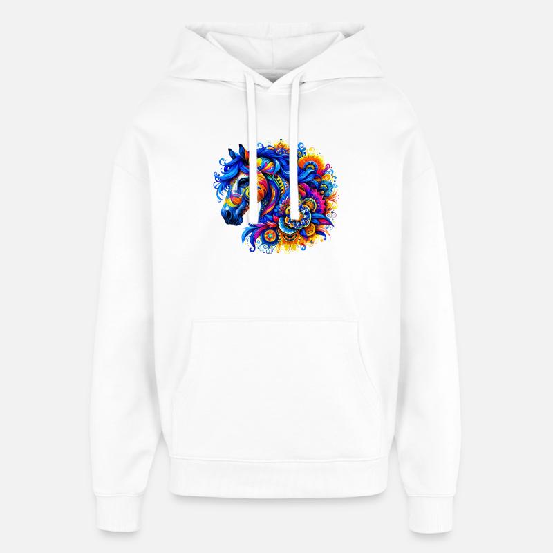 Cheval - Sweat à capuche unisexe Stanley/Stella Oversized - blanc