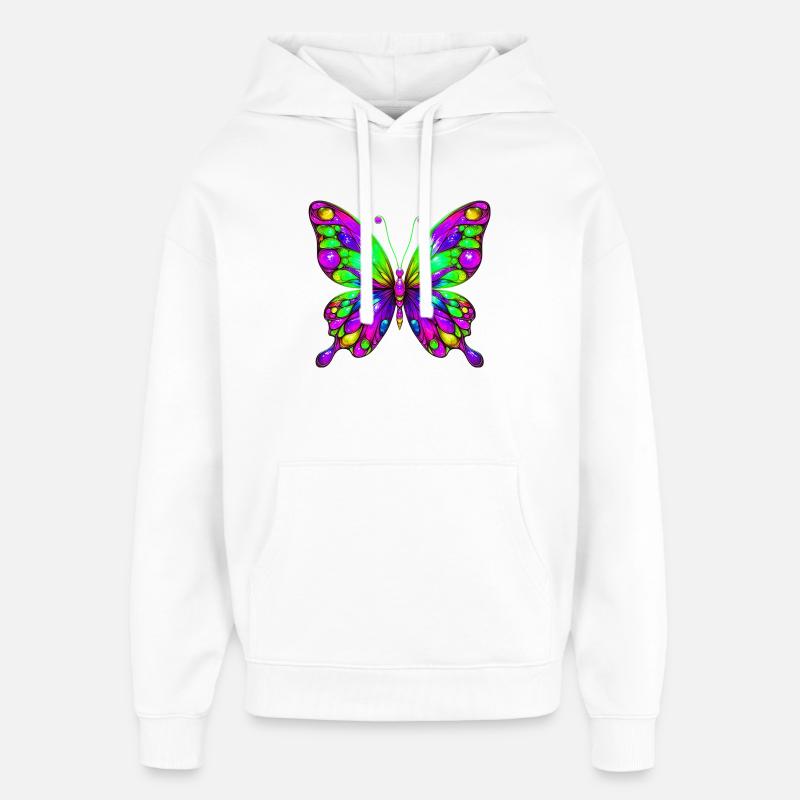 Papillon - Sweat à capuche unisexe Stanley/Stella Oversized - blanc