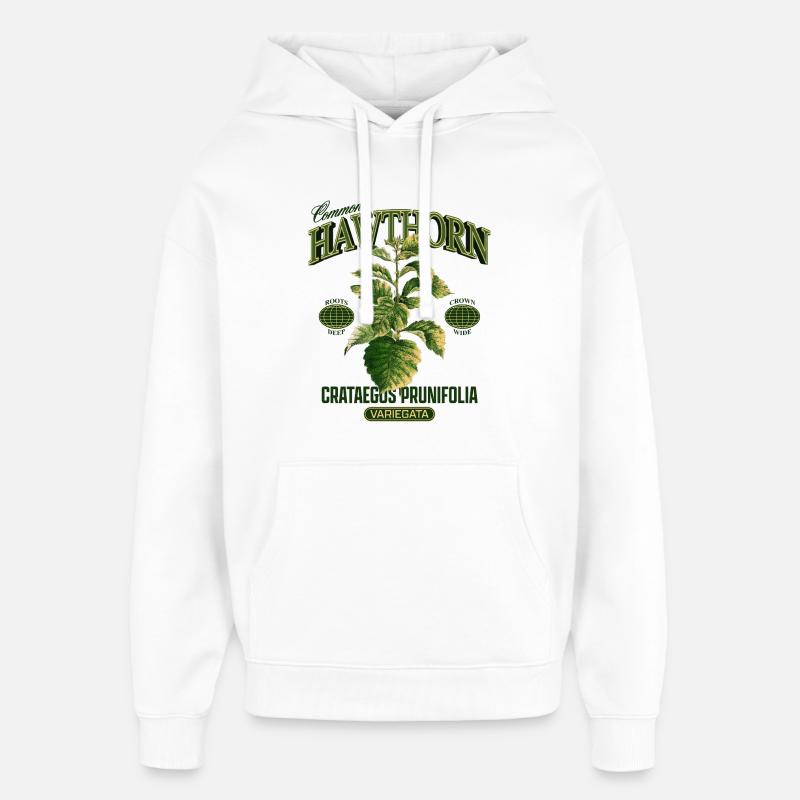 Art botanique de l’aubépine commune - Sweat à capuche unisexe Stanley/Stella Oversized - blanc