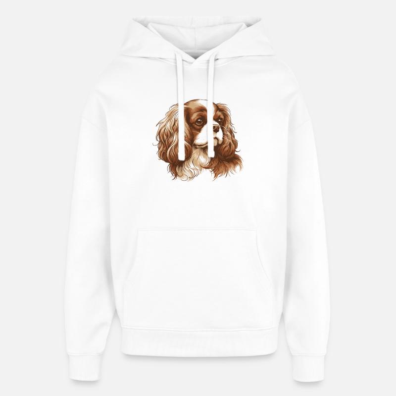 Cavalier King Charles Spaniel - Sweat à capuche unisexe Stanley/Stella Oversized - blanc