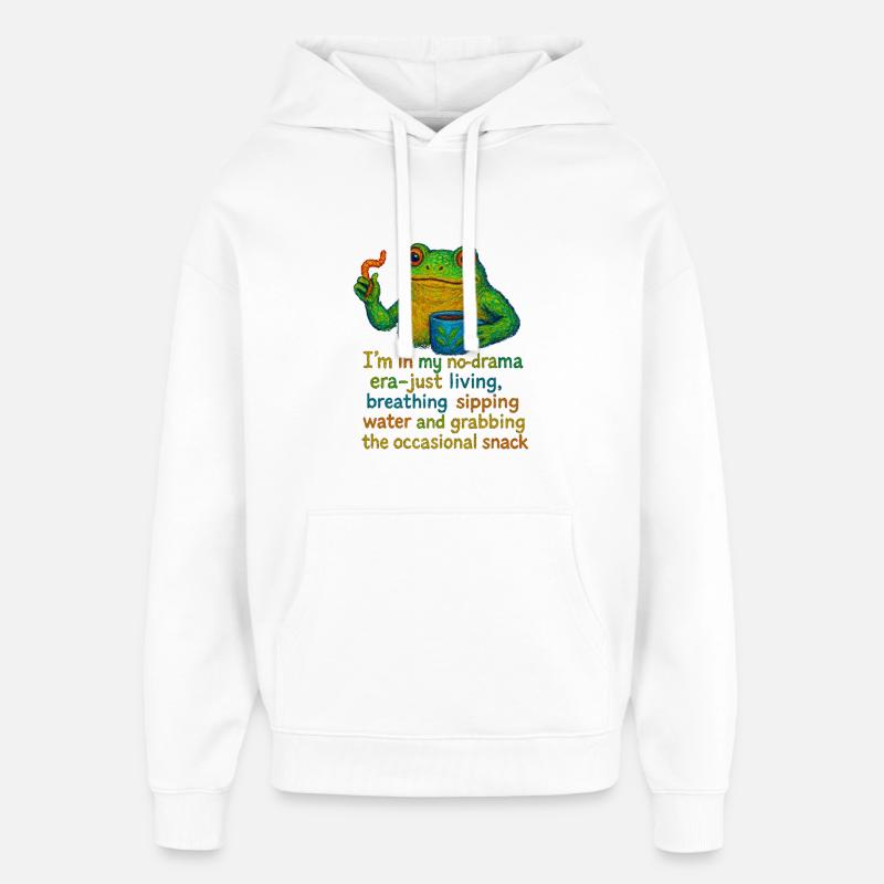 No-Drama Frog Mug Design - Sweat à capuche unisexe Stanley/Stella Oversized - blanc