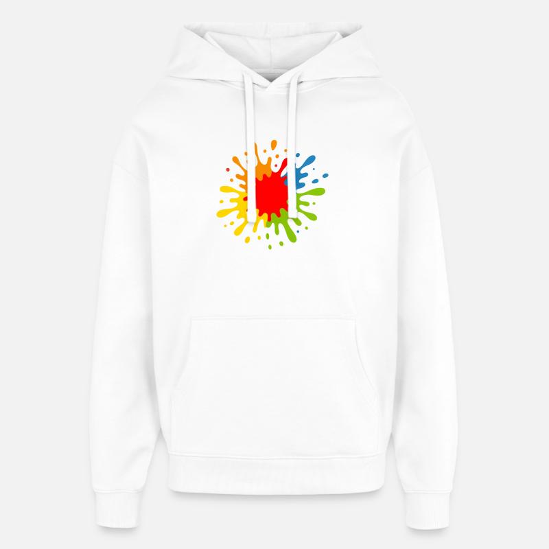 Joyeuse éclaboussure artistique - Sweat à capuche unisexe Stanley/Stella Oversized - blanc