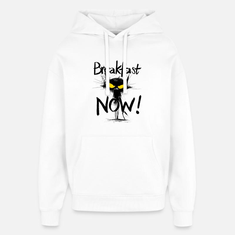 Grim Black Cat – Petit-déjeuner MAINTENANT ! - Sweat à capuche unisexe Stanley/Stella Oversized - blanc