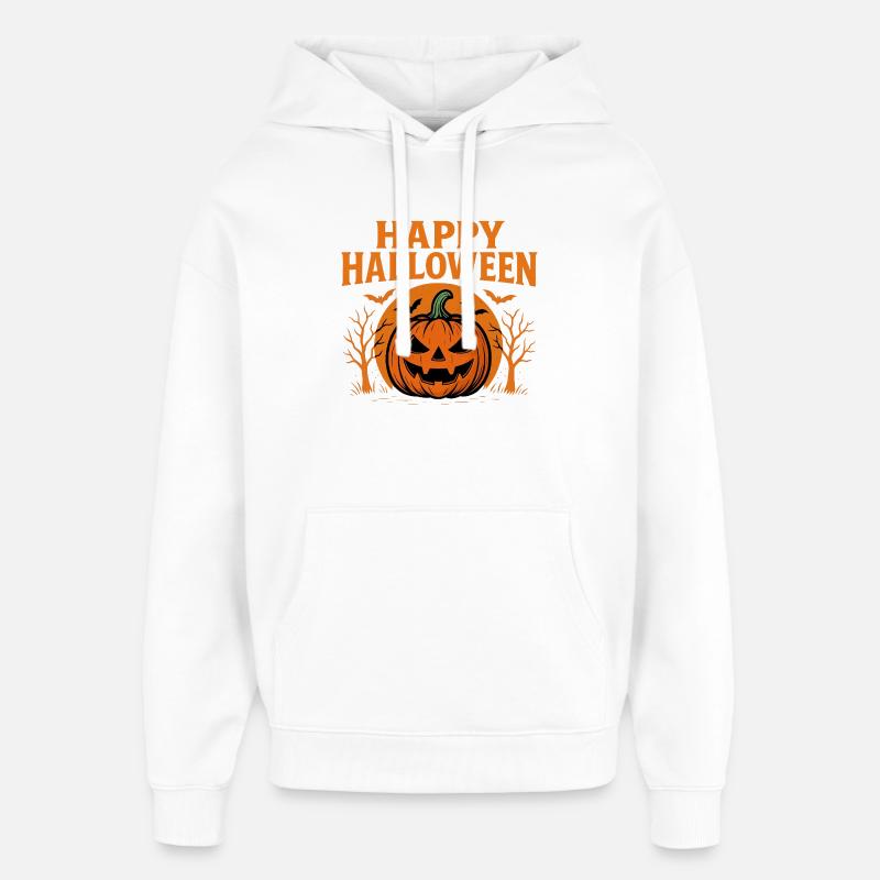Imprimé citrouille joyeux Halloween - Sweat à capuche unisexe Stanley/Stella Oversized - blanc