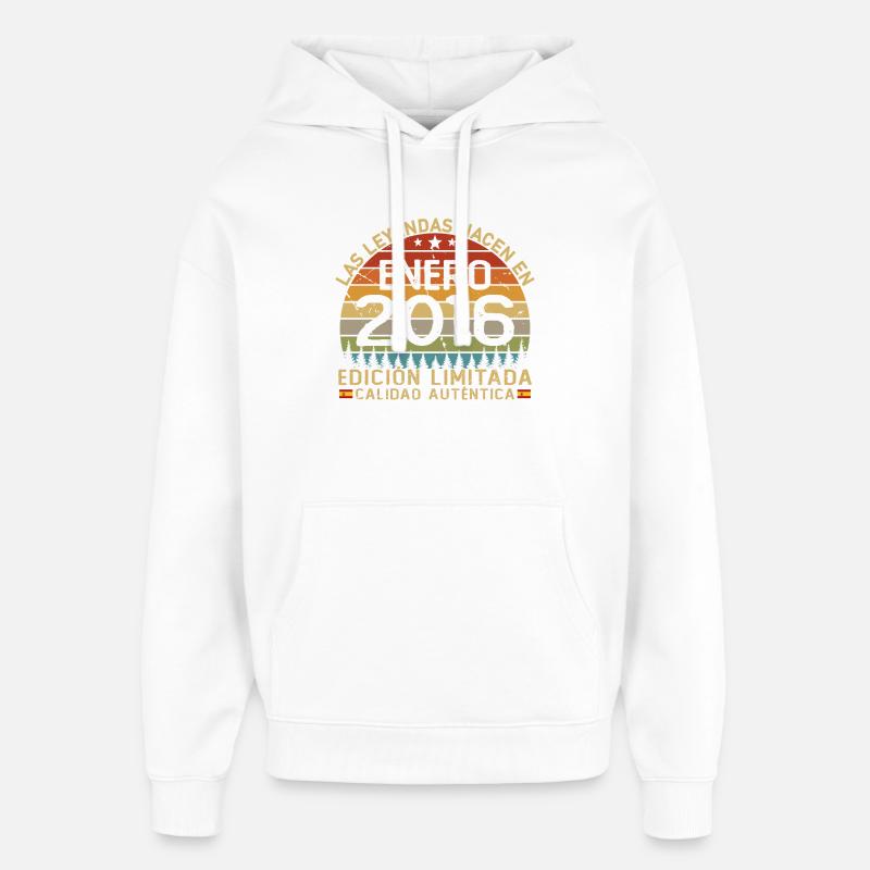 Janvier 2016 Anniversaire du Millésime - Sweat à capuche unisexe Stanley/Stella Oversized - blanc