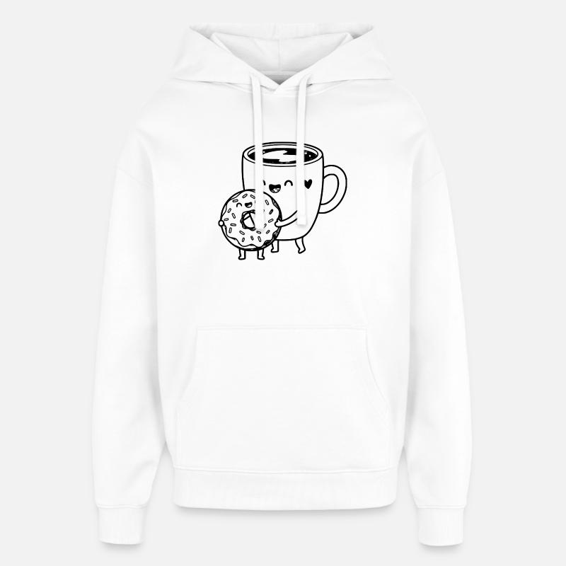Café drôle dessin animé Art - Sweat à capuche unisexe Stanley/Stella Oversized - blanc