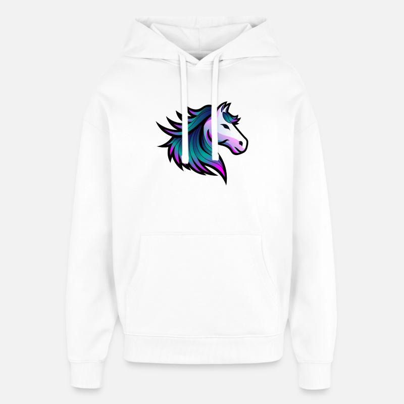 Illustration de cheval Indigo Spirit - Sweat à capuche unisexe Stanley/Stella Oversized - blanc