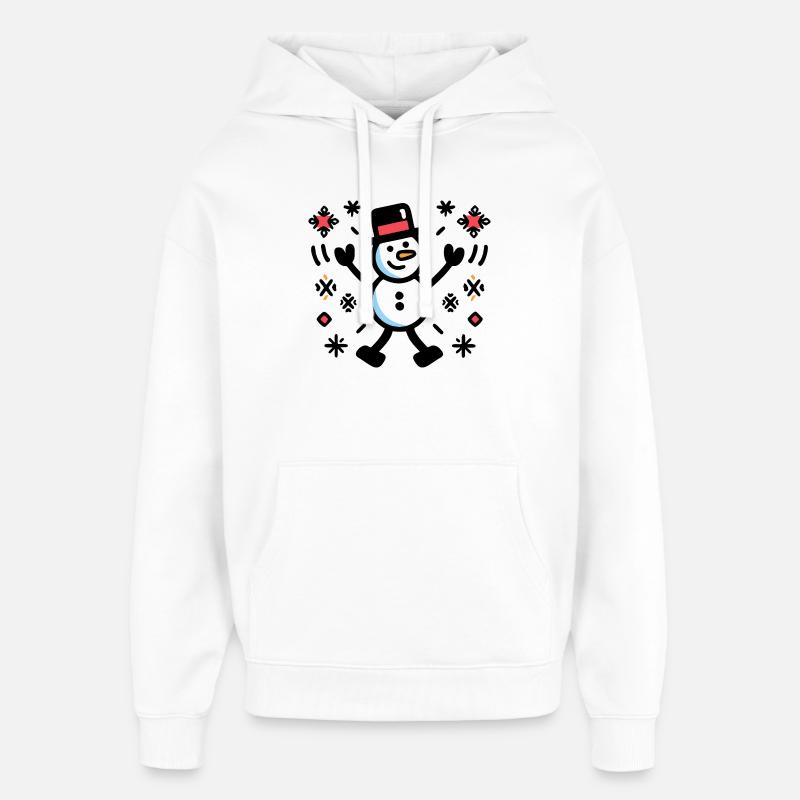 Joyeuse Snowman Comic Winter - Sweat à capuche unisexe Stanley/Stella Oversized - blanc