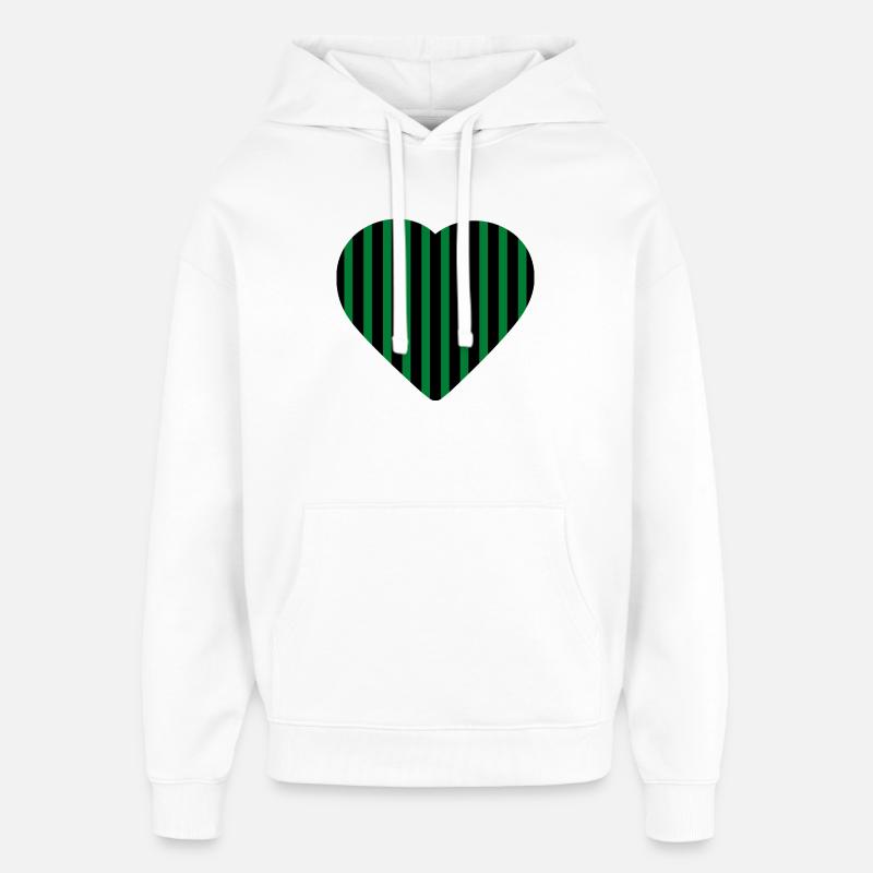 Cœur rayé vert contre noir vert-noir - Sweat à capuche unisexe Stanley/Stella Oversized - blanc