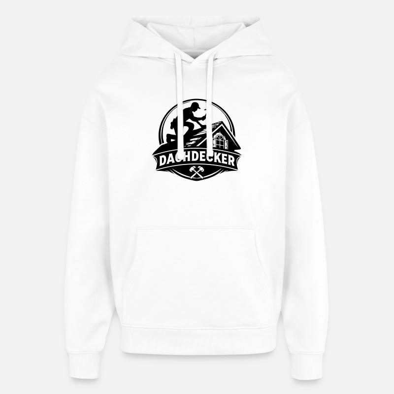 Silhouette de couvreur sur le toit - Sweat à capuche unisexe Stanley/Stella Oversized - blanc