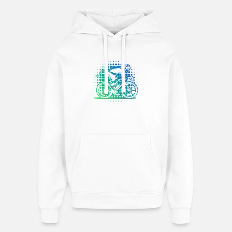 Œuvres modernes de vélo de route - Sweat à capuche unisexe Stanley/Stella Oversized - blanc