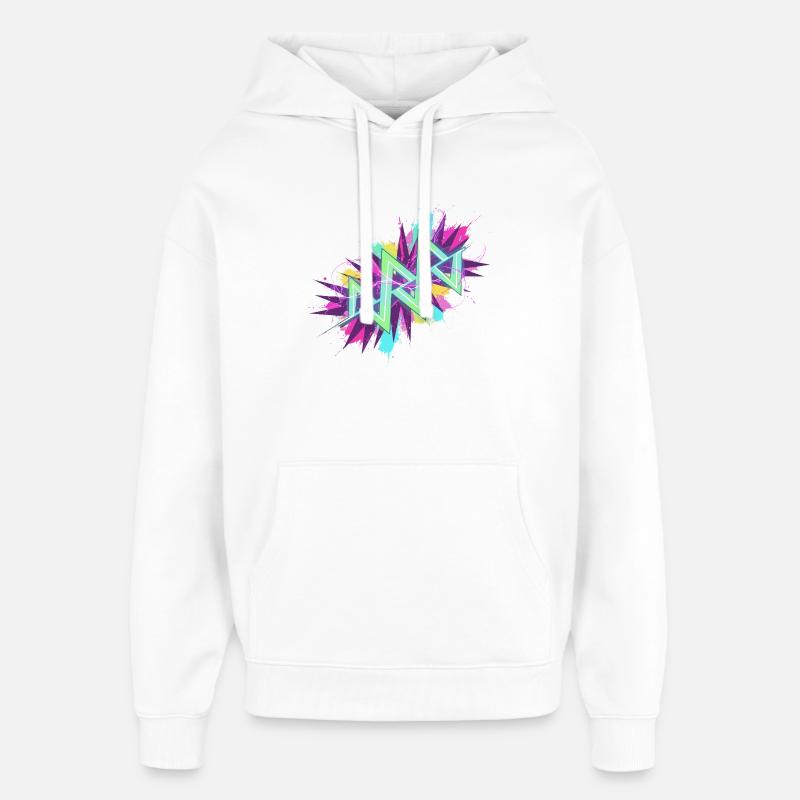 Graffiti en zigzag néon - Sweat à capuche unisexe Stanley/Stella Oversized - blanc