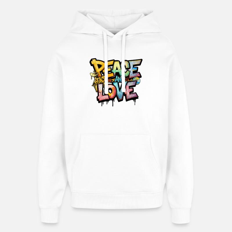 Graffiti paix et amour - Sweat à capuche unisexe Stanley/Stella Oversized - blanc