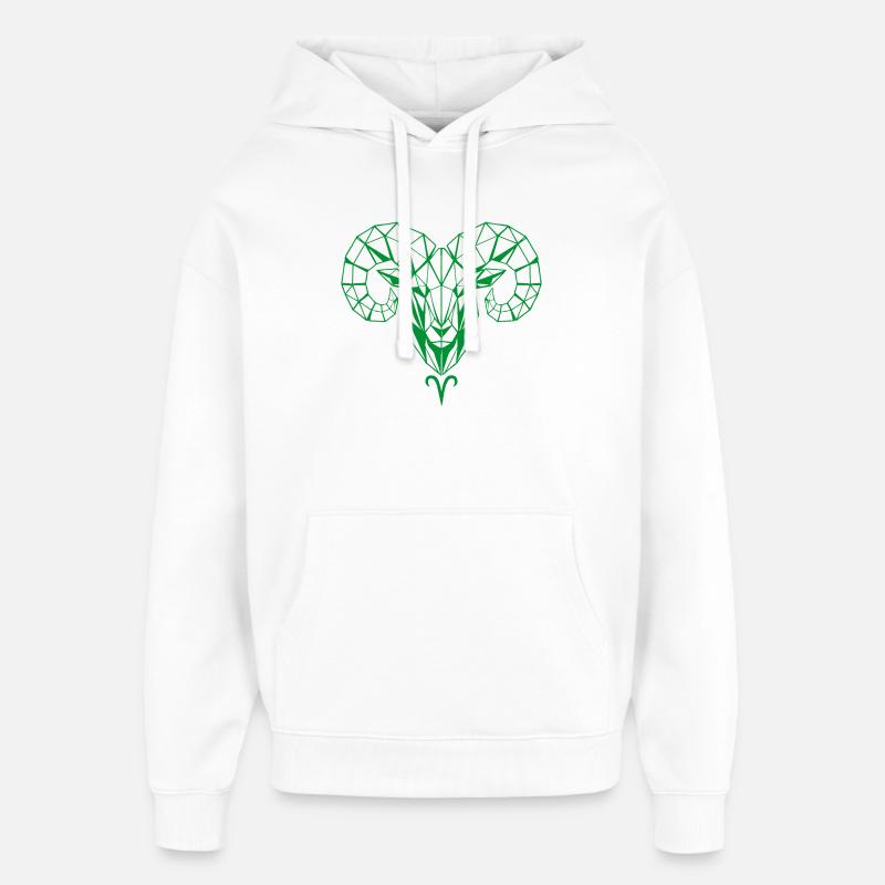 Tête de bélier géométrique verte - Sweat à capuche unisexe Stanley/Stella Oversized - blanc