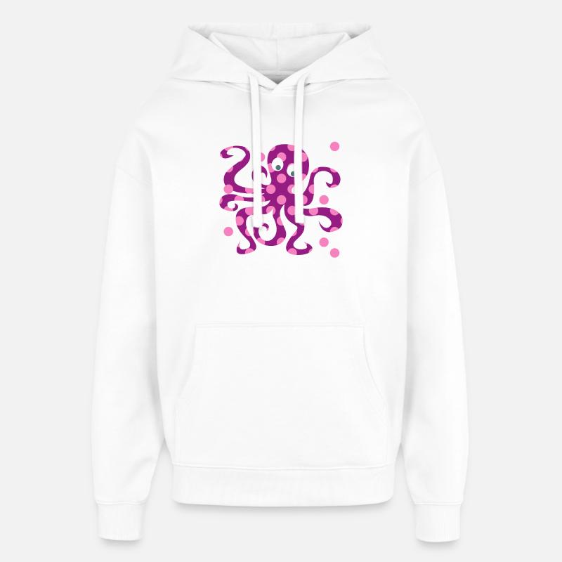 Nursery rose Octopus Dots Squid - Sweat à capuche unisexe Stanley/Stella Oversized - blanc