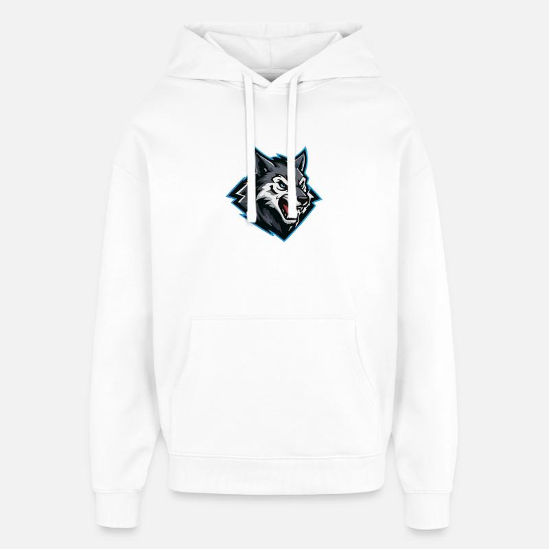 Wolf Attack Logo - Oversized Unisex Hoodie by Stanley/Stella - white