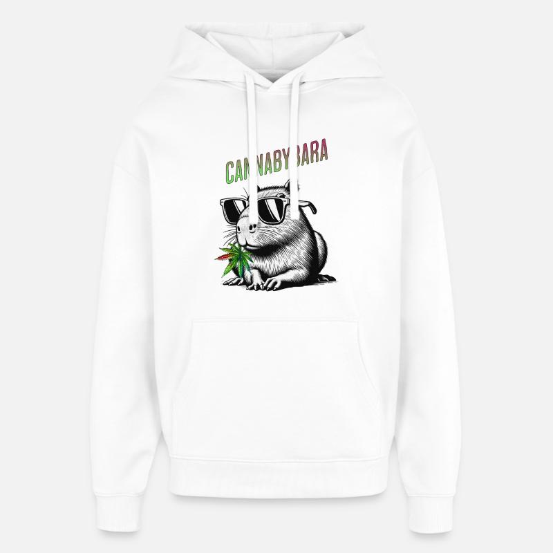 Cannabybara Chill Capybara Cannabis Style - Sweat à capuche unisexe Stanley/Stella Oversized - blanc