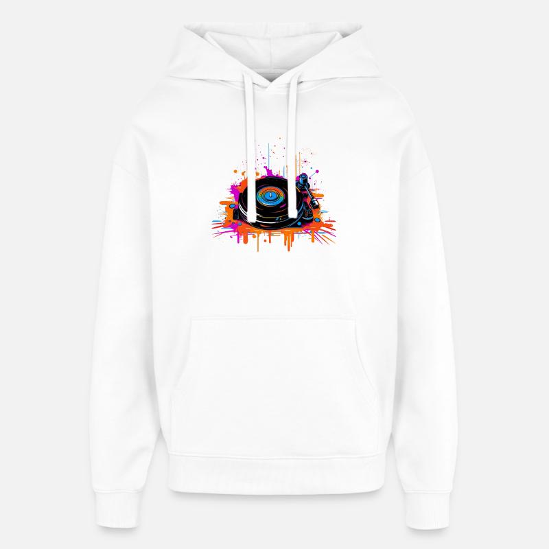 DJ Vinyl Vaporwave - Sweat à capuche unisexe Stanley/Stella Oversized - blanc