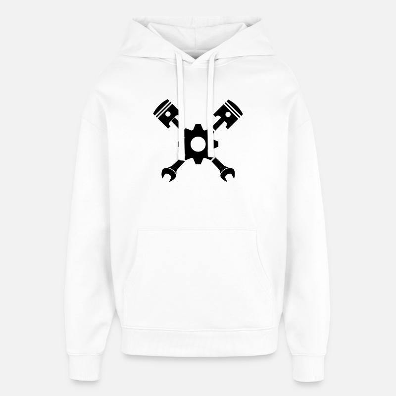 Piston clé croisée avec engrenage - Sweat à capuche unisexe Stanley/Stella Oversized - blanc