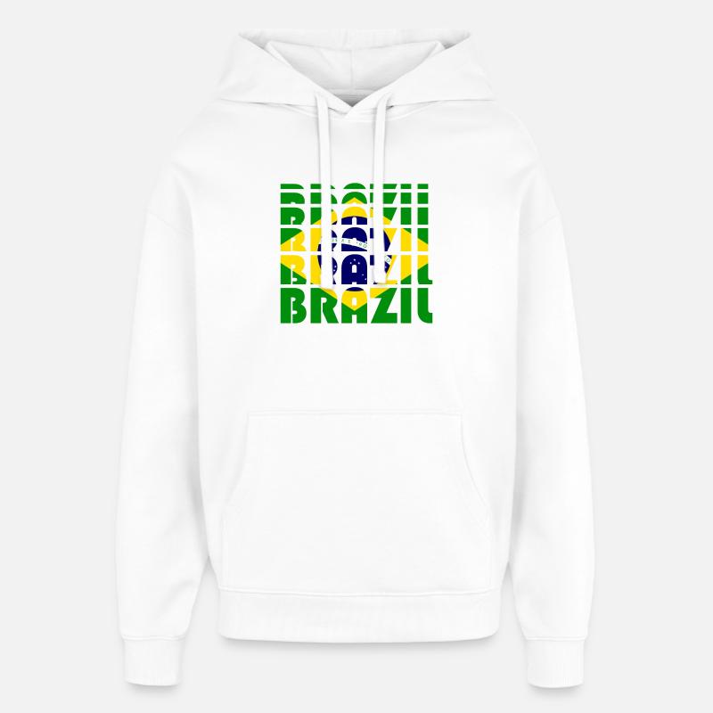 Grille des drapeaux du Brésil - Sweat à capuche unisexe Stanley/Stella Oversized - blanc