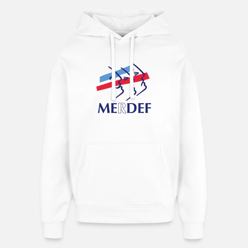 Merdef Bleu Rouge Lignes - Sweat à capuche unisexe Stanley/Stella Oversized - blanc