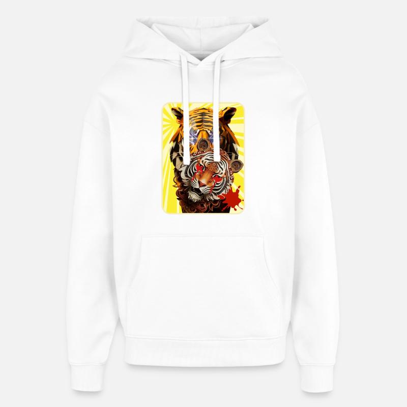 Tiger und Löwe - Oversized Unisex Hoodie von Stanley/Stella - Weiß