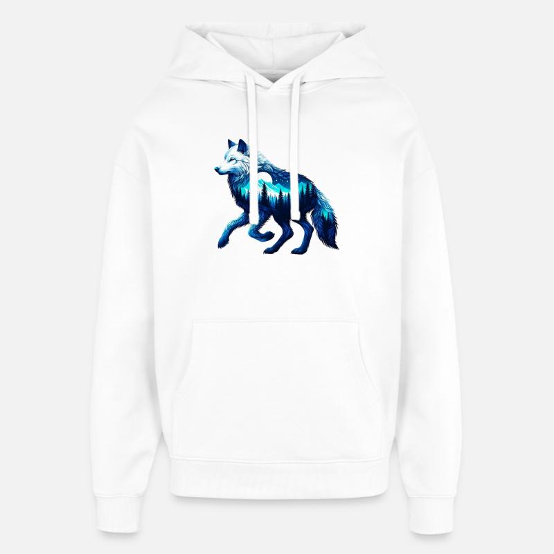 Loup - Sweat à capuche unisexe Stanley/Stella Oversized - blanc