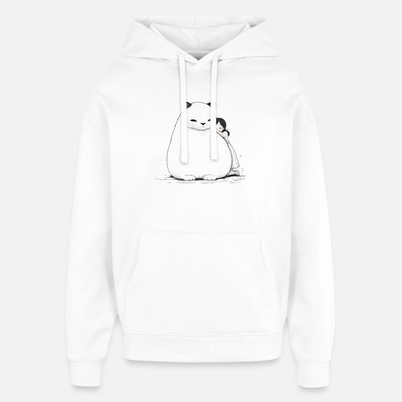 Großes Kuscheln mit einer Katze - Oversized Unisex Hoodie von Stanley/Stella - Weiß