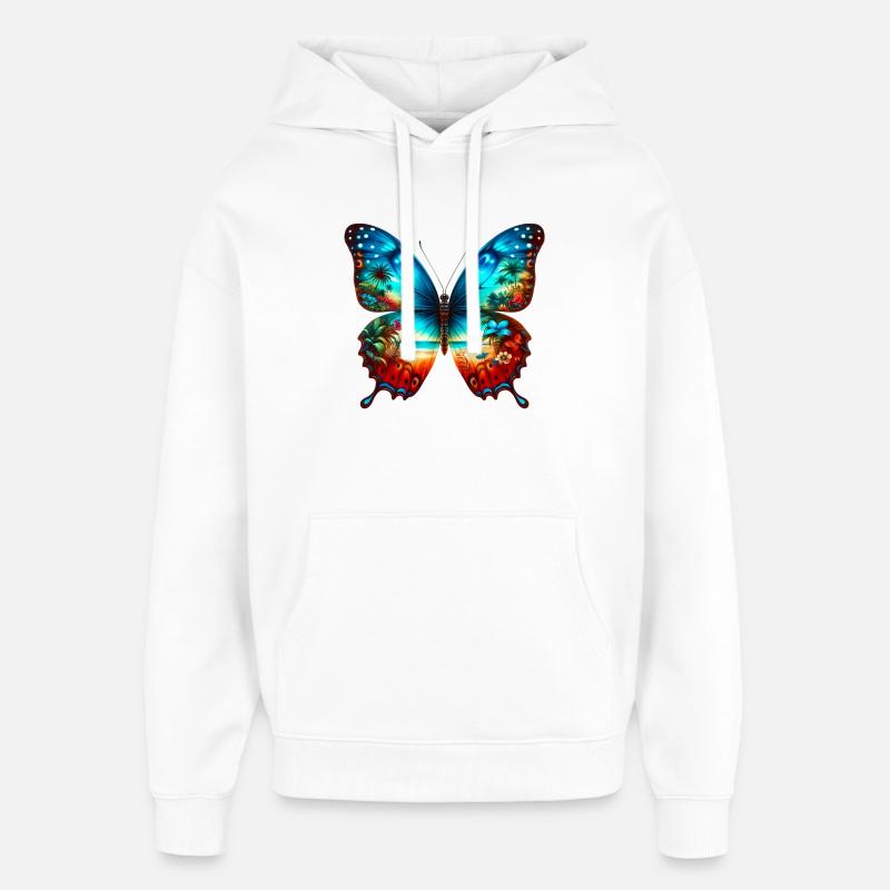 Papillon - Sweat à capuche unisexe Stanley/Stella Oversized - blanc