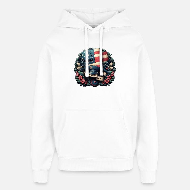 Commémoration et honneur - Sweat à capuche unisexe Stanley/Stella Oversized - blanc