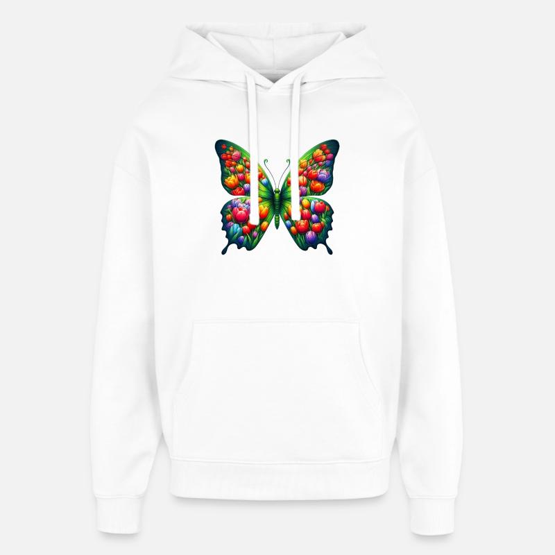 Tulipes papillon Hollande - Sweat à capuche unisexe Stanley/Stella Oversized - blanc
