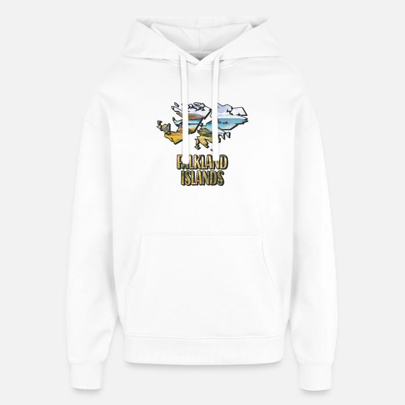 Carte à l’aquarelle Îles Malouines - Sweat à capuche unisexe Stanley/Stella Oversized - blanc