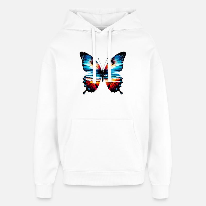 Papillon - Sweat à capuche unisexe Stanley/Stella Oversized - blanc