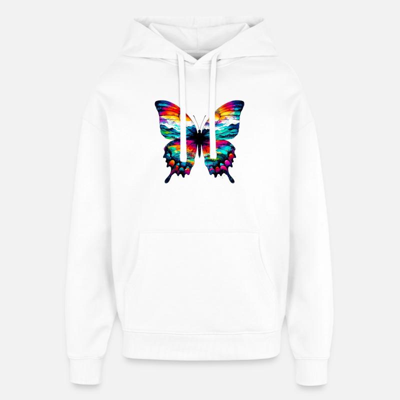 Papillon - Sweat à capuche unisexe Stanley/Stella Oversized - blanc