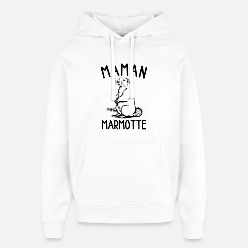Maman marmotte - Sweat à capuche unisexe Stanley/Stella Oversized - blanc