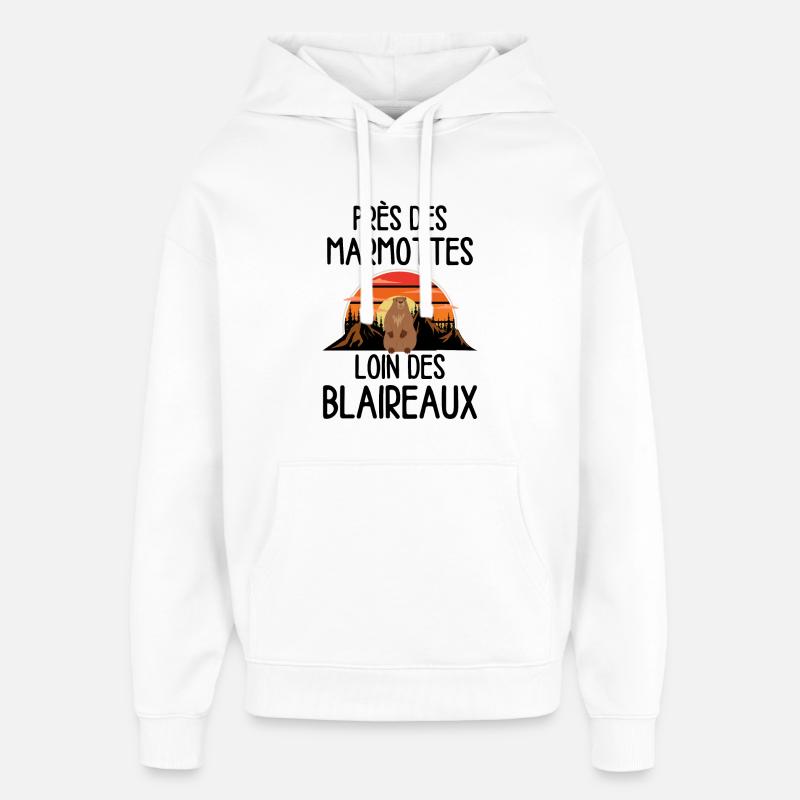 Marmotte au coucher de soleil - Sweat à capuche unisexe Stanley/Stella Oversized - blanc