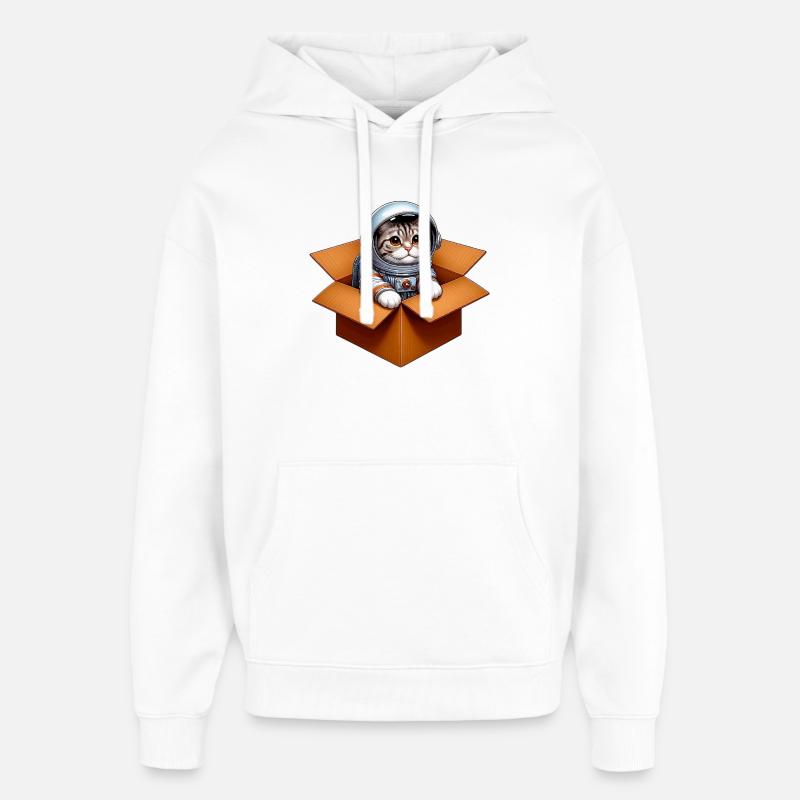 Chat astronaute - Sweat à capuche unisexe Stanley/Stella Oversized - blanc