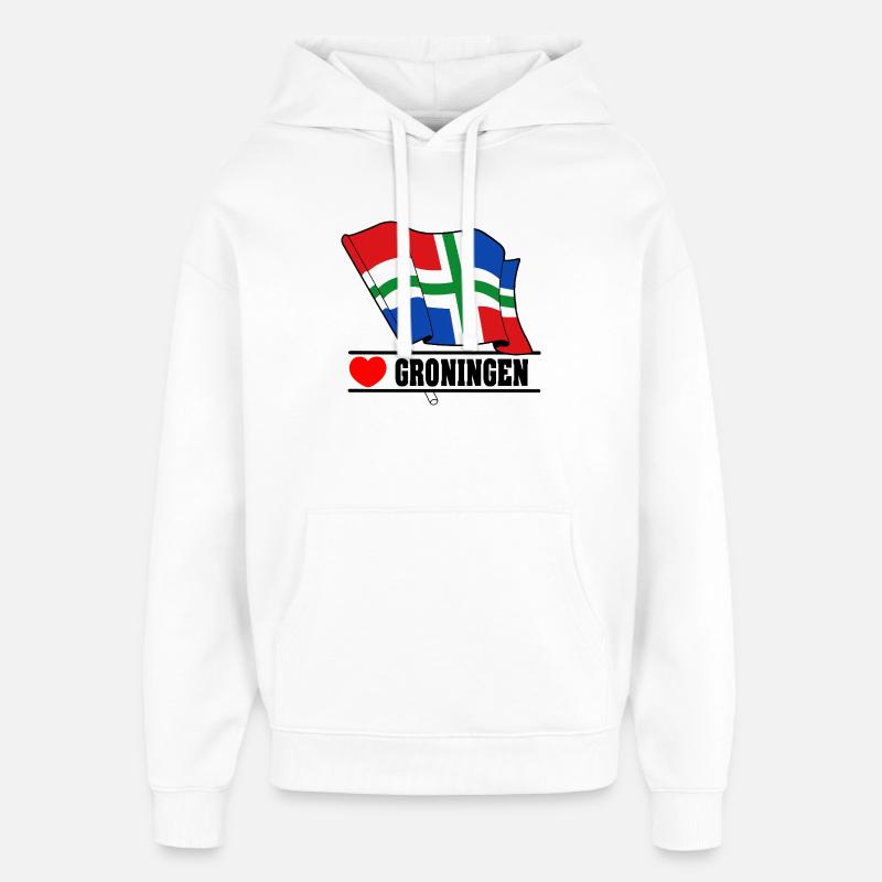 Drapeau Groningue au cœur de GRONINGEN - Sweat à capuche unisexe Stanley/Stella Oversized - blanc