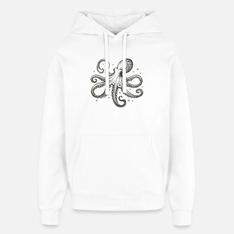 Pieuvre - Sweat à capuche unisexe Stanley/Stella Oversized - blanc