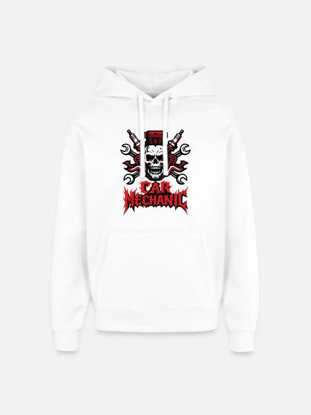 Mécanique automobile Heavy Metal - Sweat à capuche unisexe Stanley/Stella Oversized - blanc