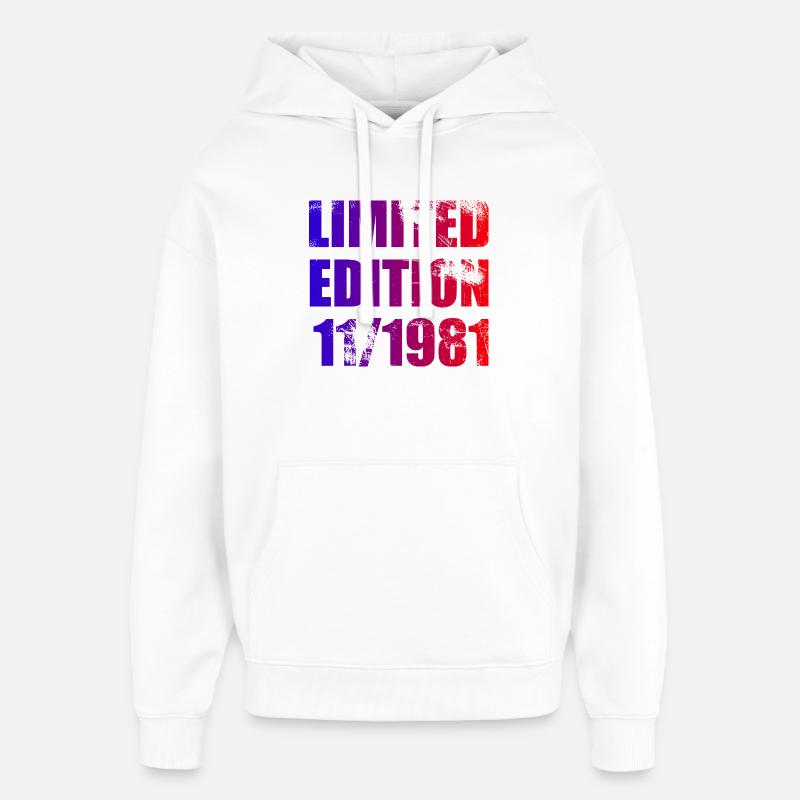 44e anniversaire Edition limitée 11/1981 - Sweat à capuche unisexe Stanley/Stella Oversized - blanc