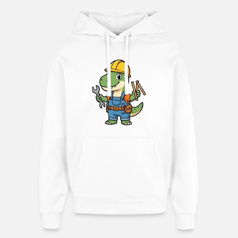 Dino construction worker with tools - Oversized Unisex Hoodie by Stanley/Stella - white