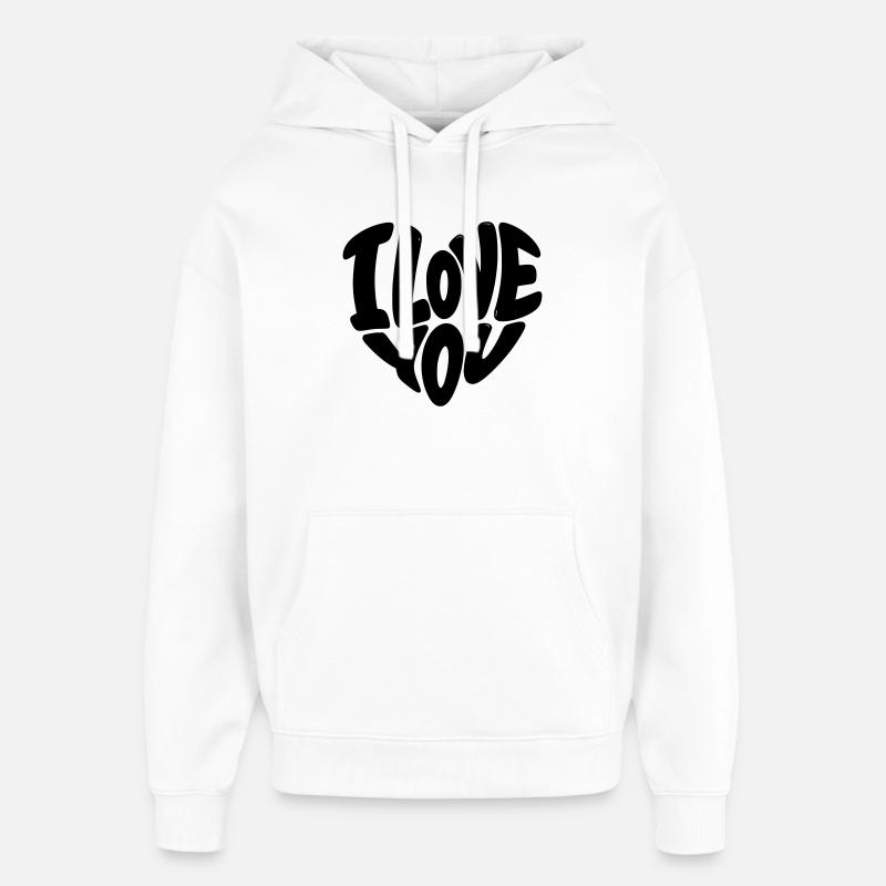 Je t’aime cœur, Saint-Valentin, amour - Sweat à capuche unisexe Stanley/Stella Oversized - blanc